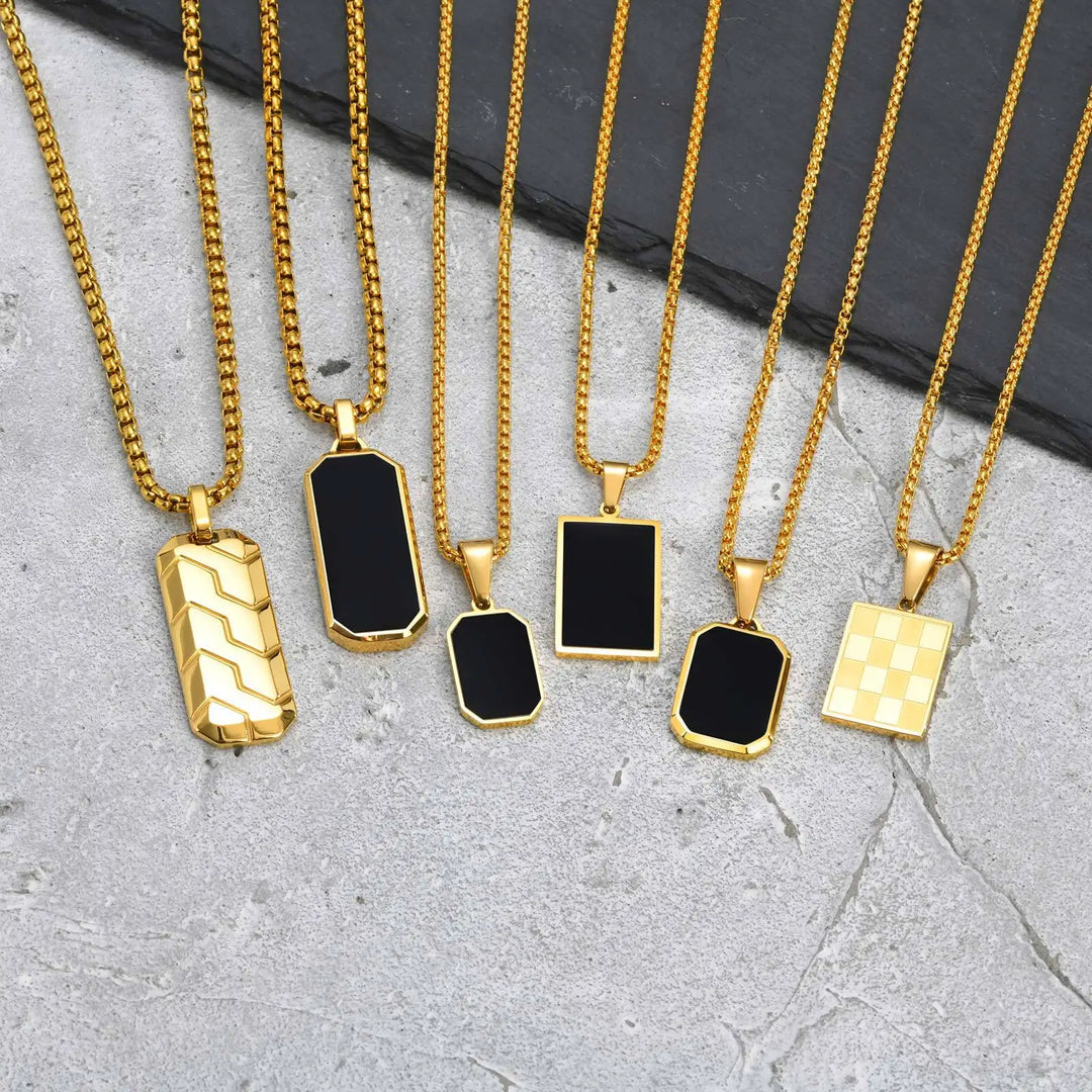 colliers-pendentif-rectangle-acier-inoxydable-dore-noir-packshot