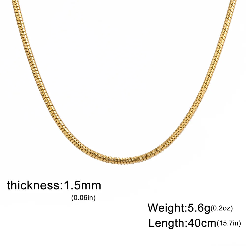 Collier Chaîne Fine Snake en Acier Inoxydable – Minimaliste & Unisexe