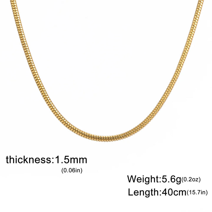 Collier Chaîne Fine Snake en Acier Inoxydable – Minimaliste & Unisexe