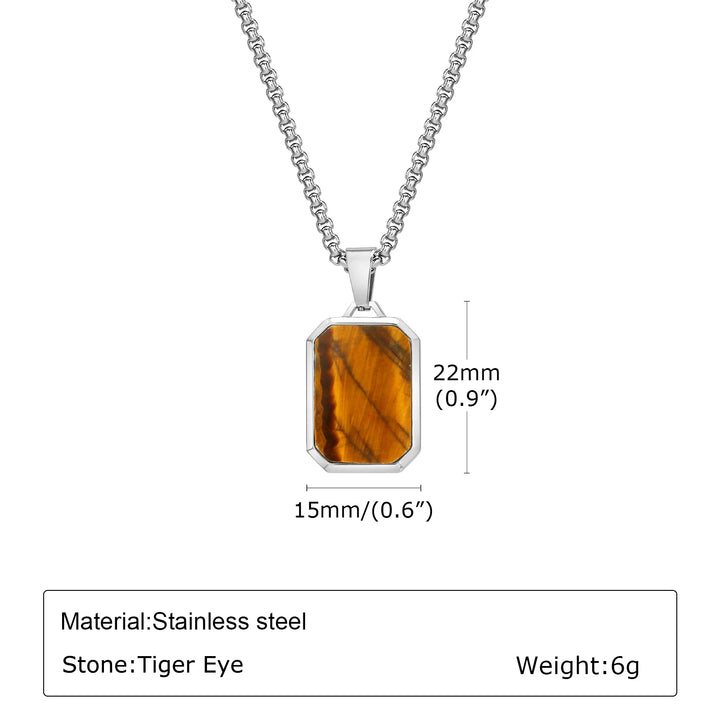 Collier Pendentif Pierre – Acier Inoxydable | Style Moderne