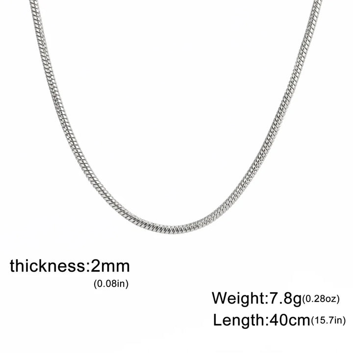 Collier Chaîne Fine Snake en Acier Inoxydable – Minimaliste & Unisexe