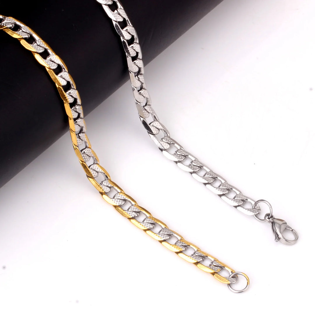 bracelet-chaine-acier-inoxydable-argent-dore